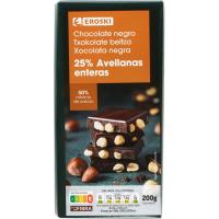 Chocolate negro-avellanas EROSKI, tableta 200 g