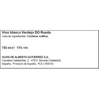 Vino Blanco D.O. Rueda Verdejo PATA NEGRA, botella 75 cl