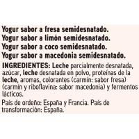 Yogur sabor fresa-limón-coc-maced.EROSKI basic, pack 12x125g