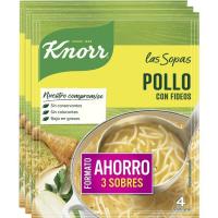 Sopa de pollo con fideos KNORR, pack 3x63 g