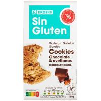 Cookies de choco c/ leche-avell. s/ gluten EROSKI, paquete 150 g