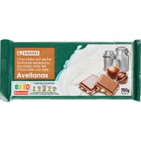 Chocolate con leche avellanas EROSKI, tableta 150 g