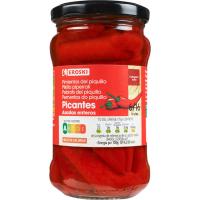 Pimiento del piquillo entero picante EROSKI, frasco 220 g