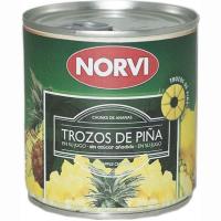 Piña en su jugo en trozos NORVI, lata 270 g