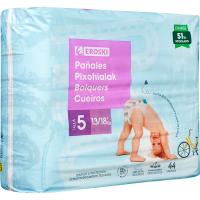 Pañal canales absorbentes 13-18 kg T5 EROSKI, paquete 44 uds