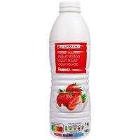 Yogur líquido sabor fresa EROSKI, botella  1 litro