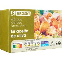 Atún claro en aceite de oliva EROSKI, lata 220 g