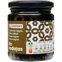 Aceitunas negras en rodajas EROSKI, frasco 85 g