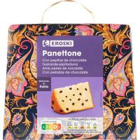 Panettone relleno de pepitas de chocolate EROSKI, caja 750 g