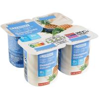 Yogur desnatado de piña EROSKI, pack 4x125 g