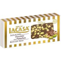 Turrón de chocolate con pistacho LACASA, caja 225 g