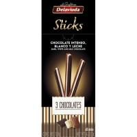 Turrón 3 chocolates en sticks DELAVIUDA, caja 120 g