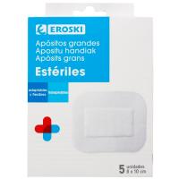 Apositos adhesivos estériles grande 8x10cm EROSKI, caja 5 uds