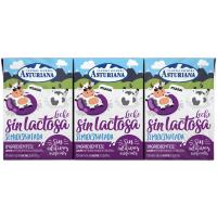 Leche semidesnatada sin lactosa ASTURIANA, pack 3x200 ml