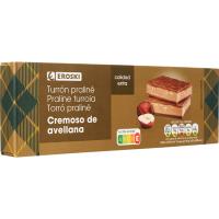 Turrón praliné cremoso de avellana EROSKI, caja 150 g