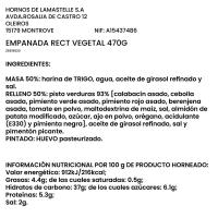 Empanada rectangular vegetal, 470 g