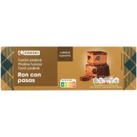 Turrón praliné de ron con pasas EROSKI, caja 150 g