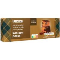 Turrón praliné de ron con pasas EROSKI, caja 150 g