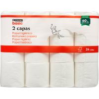 Papel higiénico 2 capas EROSKI BASIC, paquete 24 uds