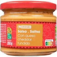 Salsa de queso EROSKI, frasco 280 g