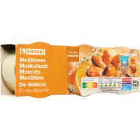 Mejillón en escabeche de Galicia EROSKI, pack 3x80 g