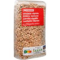 Lenteja rápida EROSKI, paquete 1 kg