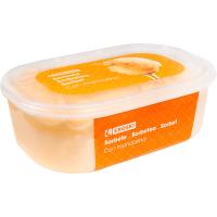 Helado sorbete de mandarina EROSKI, tarrina 1 litro