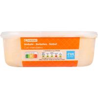 Helado sorbete de mandarina EROSKI, tarrina 1 litro