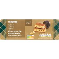 Praliné crema de cacahuete y galleta negra EROSKI, caja 150 g