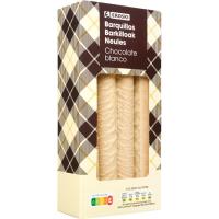 Barquillos cubiertos de chocolate blanco EROSKI, caja 140 g