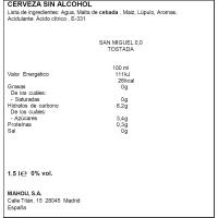 Cerveza tostada 0,0 SAN MIGUEL, pack botellín 6x25 cl