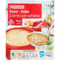 Sopa de carne con estrellas EROSKI, sobre 77 g