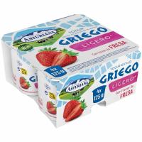 Yogur griego ligero con trozos de fresa ASTURIANA pack 4x125 g