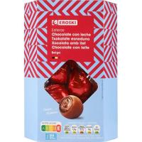 Bombón esfera de leche EROSKI, caja 200 g