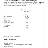 Turrón cristal de frutos secos suprema PICÓ, caja 150 g