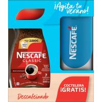 Café soluble descafeinado NESCAFÉ, frasco 200 g + Coctelera