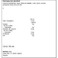 Cerveza tostada 0,0 sin gluten MAHOU, pack 6x25 cl