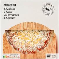 Pizza triple fermentación 5 quesos EROSKI, caja 360 g