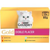 Alimento doble placer para gato GOURMET GOLD, pack 12x85 g