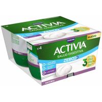 Yogur triple zero natural ACTIVIA, pack 4x120 g