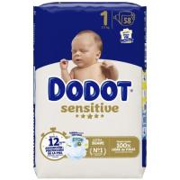 Pañal 2-5 kg Talla 1 DODOT SENSITIVE, paquete 58 uds