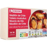 Mejillones chilenos picantes 14/18 EROSKI, lata 111 g