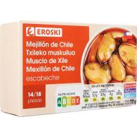 Mejillones chilenos en escabeche 14/18 EROSKI, lata 111 g