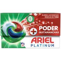 Detergente cápsulas ARIEL EXTRA PODER QUITAMANCHAS, caja 19 uds