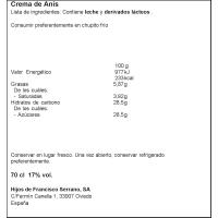 Crema de anís ANÍS DE LA ASTURIANA, botella 70 cl