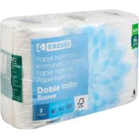 Papel higiénico suave doble rollo EROSKI, paquete 6 rollos