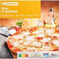 Pizza 4 quesos EROSKI, caja 345 g