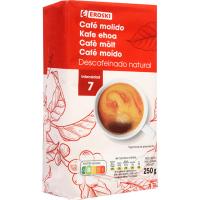 Café molido natural descafeinado EROSKI, paquete 250 g