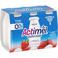 Yogur para beber sabor fresa 0% ACTIMEL, pack 6x100 ml